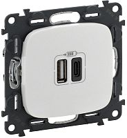 Розетка USB тип A+С без рамки Legrand Valena Allure 2-м. 3000мА жемчуг картинка
